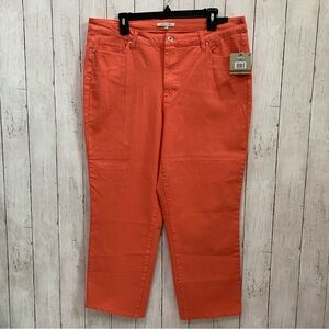 John Mark Positano Coral Denim Ankle Pants 16W  Stretch High Rise Cotton NWT